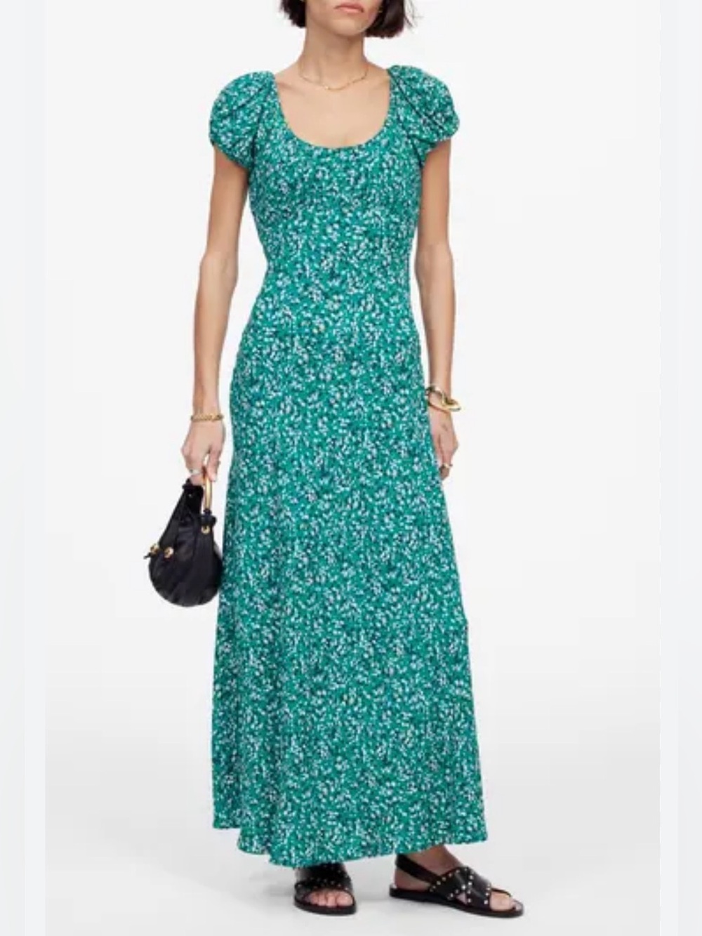 NEW Medewell Ruched Scoopneck Midi Dress in Floral
